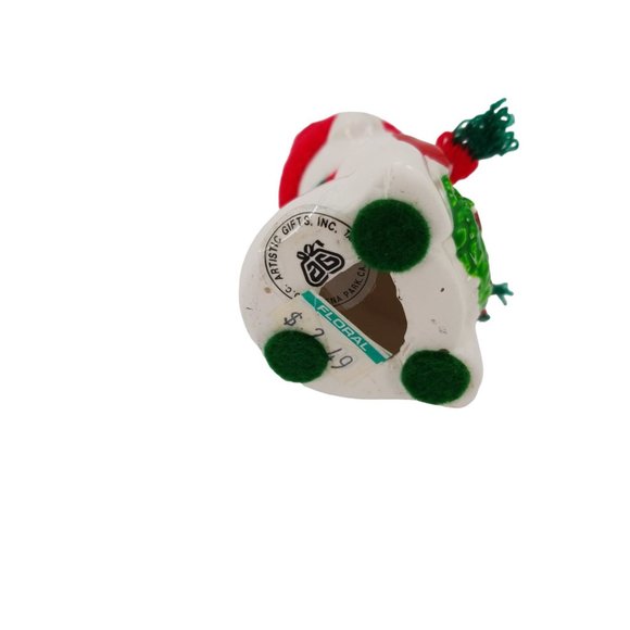 VTG Polar Bear with Knit Hat and Scarf Holding Wreath Christmas Ornament 1988 - Picture 7 of 10